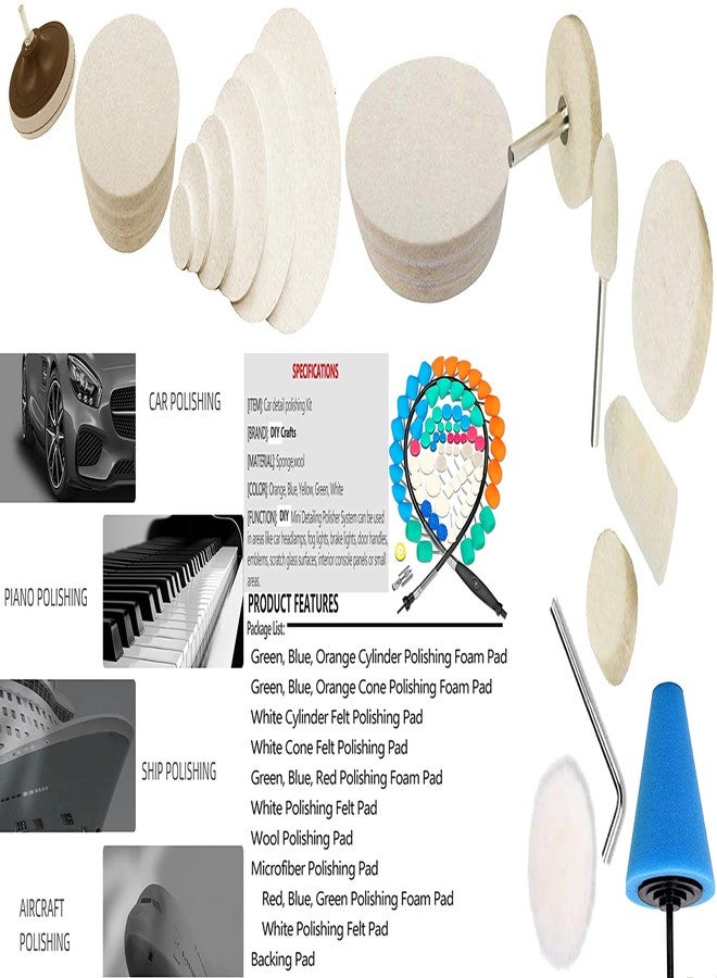 دي آي واي كرافتس مجموعة أدوات يدوية الصنع مع 4 قطع من اللباد و4 قطع من الفرو، 4 بوصات، و15 مخروطًا صغيرًا من 1 إلى 3 بوصات - اختيار من 1 إلى 7 بوصات من الفرو. عجلة تلميع من الصوف واللباد، محور مدبب، تفاصيل دقيقة، مجموعة شمع (مع 4 قطع من اللباد و4 قطع من الفرو، 4 بوصات) - Image 4